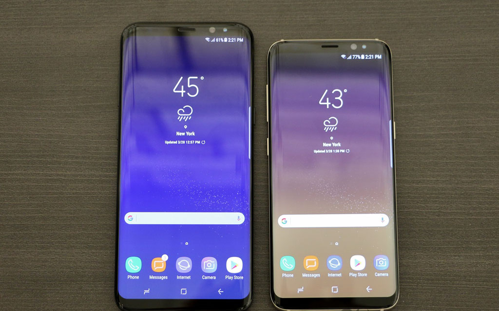 NO.3Galaxy S8+ (83%)
由于三星Galaxy S8+一改往日纵横比为16:9的屏幕相比，而是改成了18.5:9的屏幕纵横比，所以整个手机似乎被拉长啦，显得很瘦长，虽然屏幕占比为83%，但是显示屏的面积有所减小。
