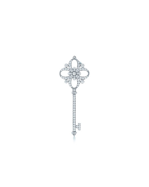 Tiffany & Co.蒂芙尼Tiffany Keys铂金镶钻花形钥匙吊坠