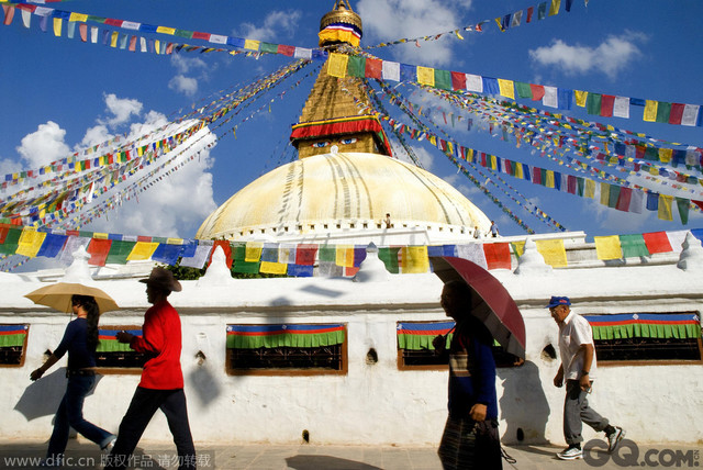 TOP8 尼泊尔。尼泊尔也是一个佛教盛行的国度。图为尼泊尔加德满都，被列为世界文化遗产的博拿佛塔。