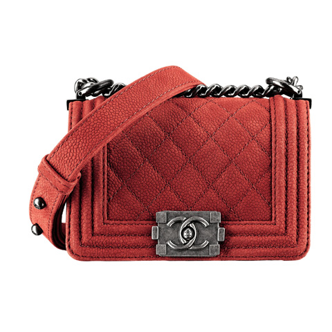 Chanel香奈儿红色牛鹿皮Boy Chanel系列小号
