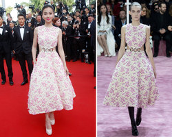 angelababy 身着christian dior 2015春夏高级定制礼服现身戛纳开幕