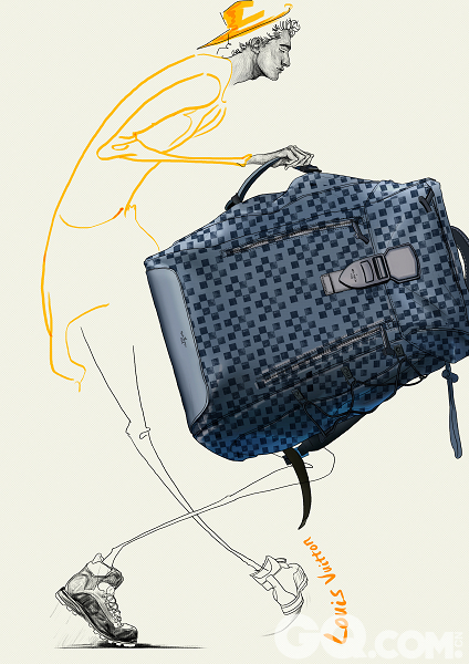 设计总监Kim Jones为了Louis Vuitton险些丧生，因为他可没有坐在办公室等着设计成型，而是摇身一变成了一位探险家，上山下海去找灵感。当他经历各种险境回到巴黎，这一季的点子也已经印在他脑海中。比起时装，配件只算是衬托，将Louis Vuitton的标志性Damier格纹转变成了深钴蓝色，尽管如此却不失为称职的绿叶。