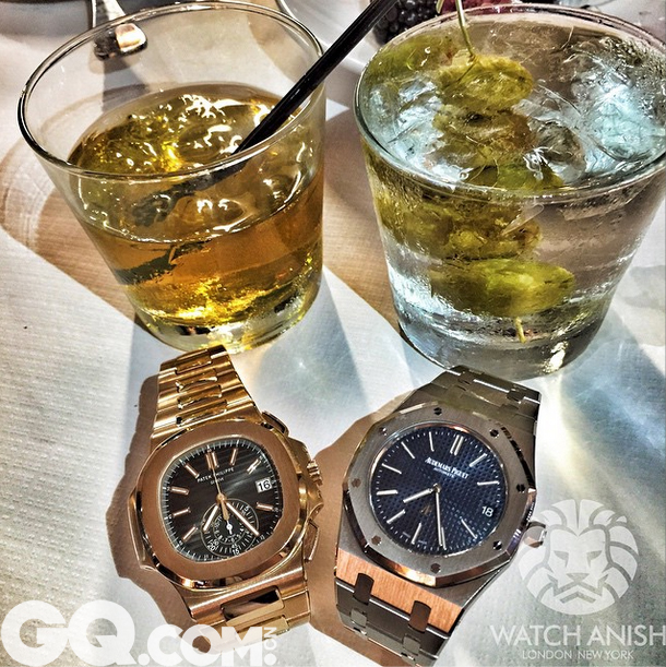 这种图的原文是“Can you name the watches... And the drinks?”你猜的出来吗？这两款都是欧洲绅士们最爱的表款。