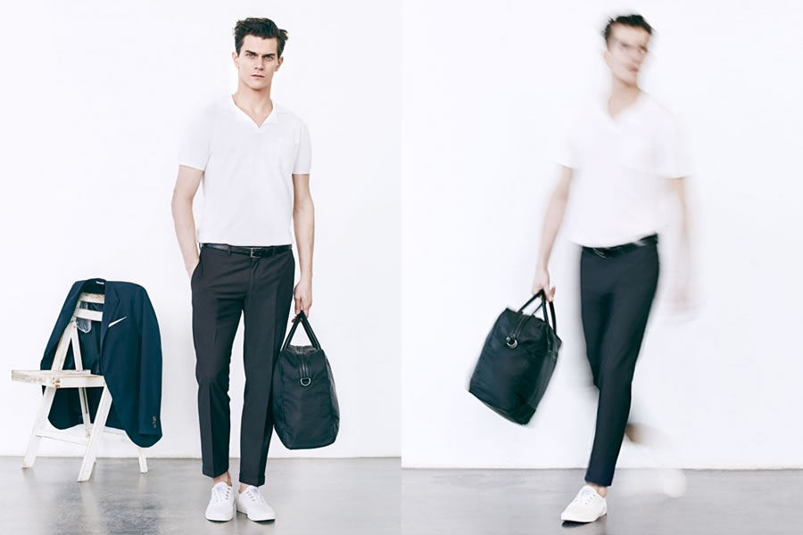 Mango Man的3月男装走的是商务休闲风，总体设计简约，没有夸张的造型或绚丽的色彩，服装很实穿，适合日常上班时穿着。然而简约中也有细节上的创意，如白色衬衫的印花领子，就很巧妙地低调地打破了单调的形象。