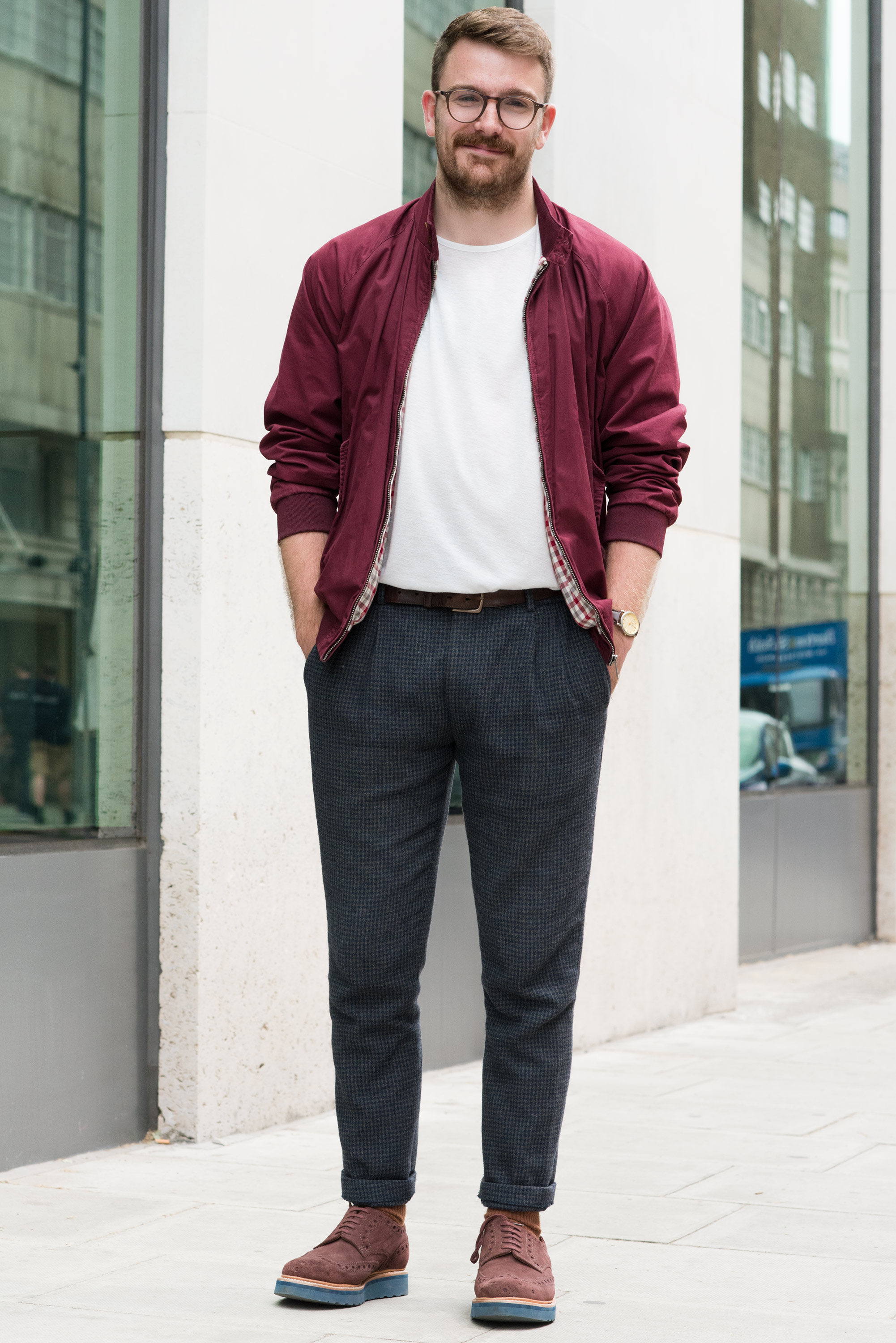2016春夏伦敦男装周场外街拍 看条纹裤如何显腿长_潮流_GQ男士网