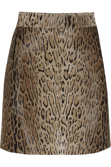 动物纹小牛毛迷你半身裙
